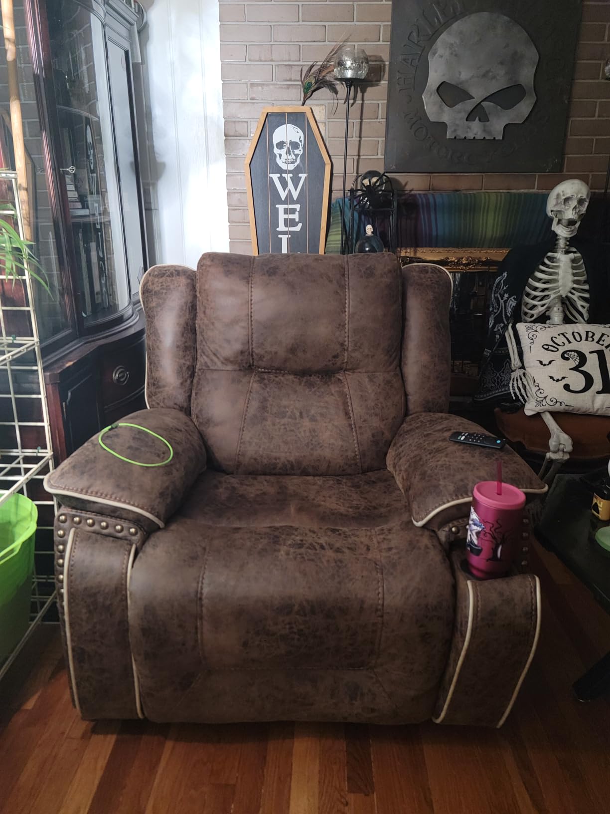 Bonzy Home Power Lift Recliner Chair for Elderly with Massage and Heat, Dual Motor Faux Leather Recliner Chair with Spacious Seat, 2 Cup Holders, Adjustable Headrest, Remote (Dark Brown) customer photo 1