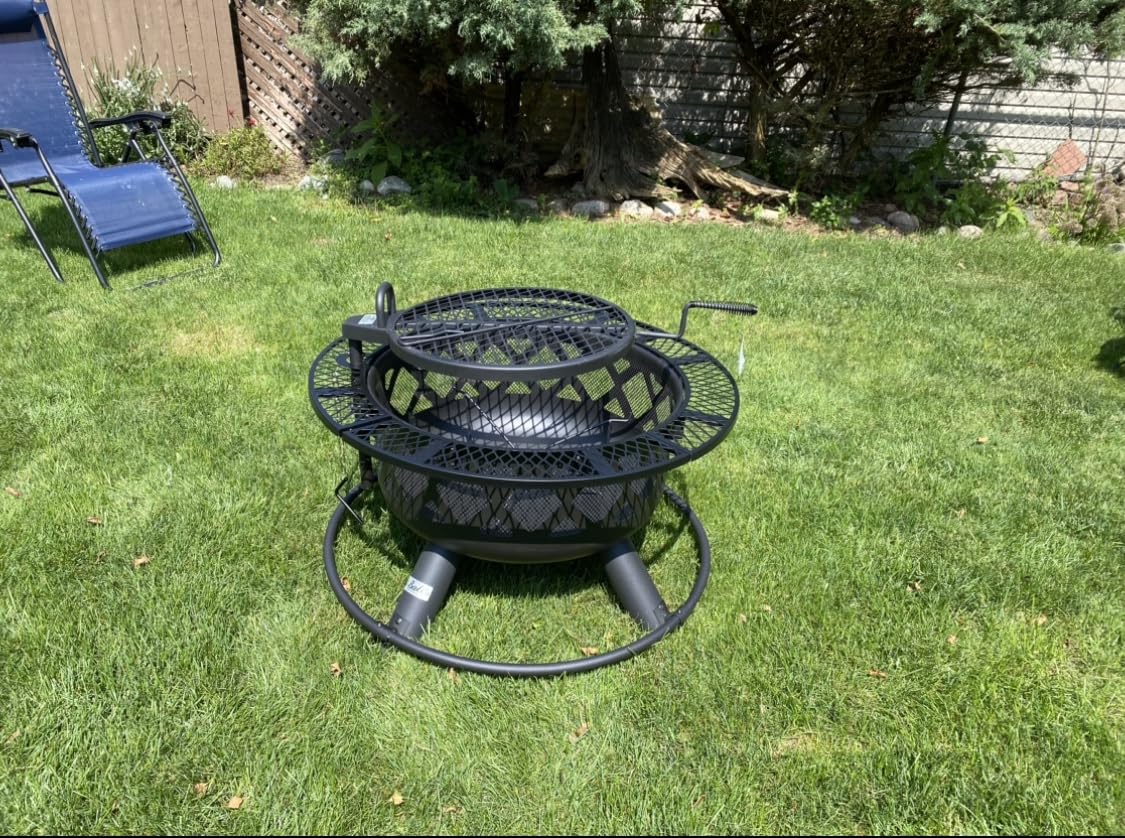 Bali Outdoors Fire Pit with Poker | 40 inch Outdoor Fire Pit Patio, Wood Burning Firepits for Outside with Grill customer photo 2