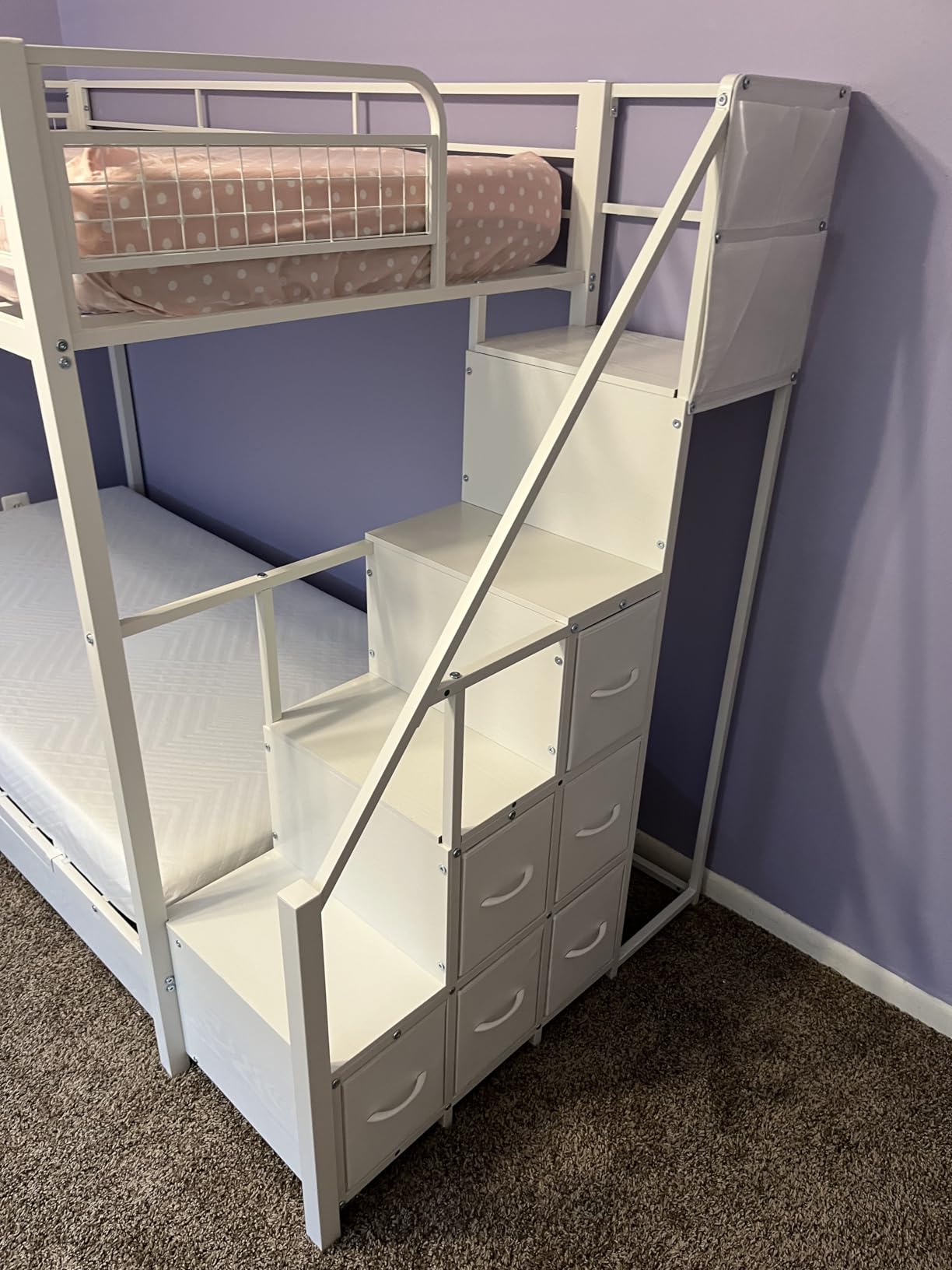 BTHFST Bunk Bed Twin Over Twin with Stairs, Storage Drawers and LED Lights | 8 Drawers, Heavy Duty Bunk Bed, Hanging Area, Full-length Guardrail customer photo 1