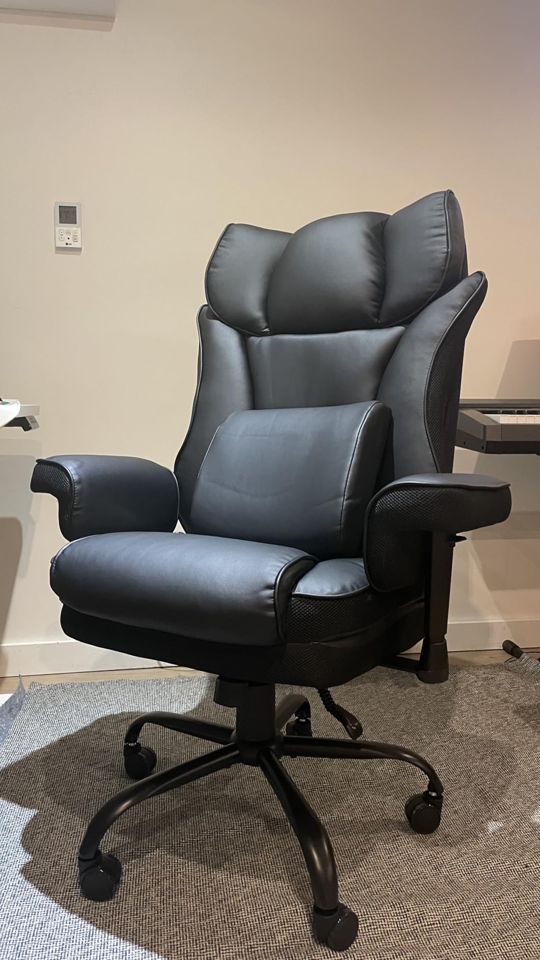 650lbs Large Big and Tall Office Chair for Heavy People with Adjustment Lumbar Support, Comfy Padded Heavy Duty Leather Executive Office Chair with Quiet Rubber for Adults 8 Hours Daliy Work customer photo 1