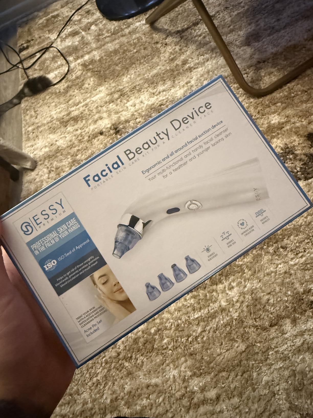 Essy Blackhead Remover Facial Cleanser Machine for Pimple Suction (Purple) | Pore Deep Suction, 5 level adjustable intensity, rechargeable, 4 suction probes, Suits All Skin Types customer photo 2