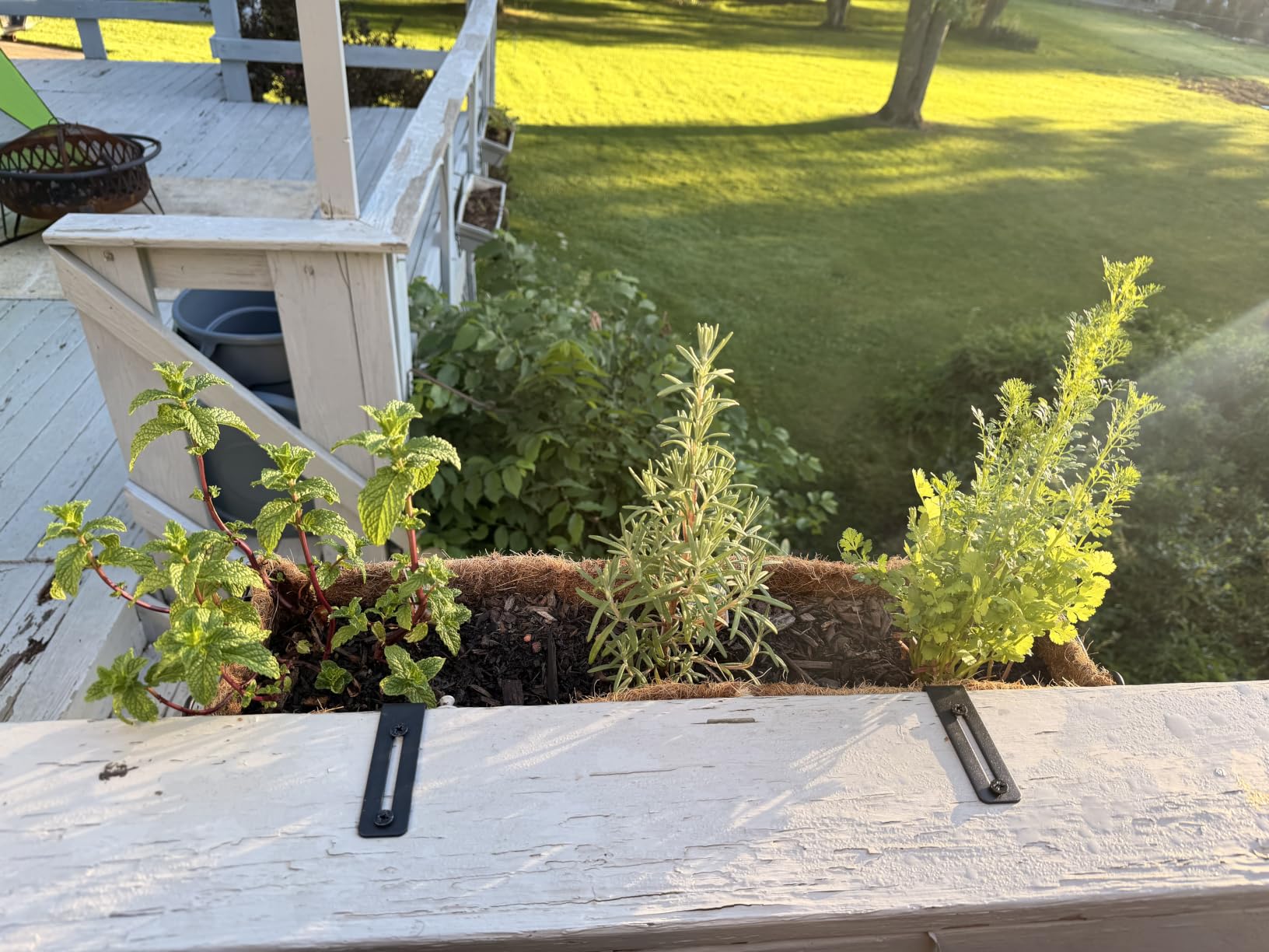VOXOR Railing Planter Boxes, 24 Inch Window Boxes Planters, Balcony Planters with Adjustable Brackets & Coco Liner for Outdoor Fence, Deck, Porch, and Patio Gardening, 2 Pack customer photo 1
