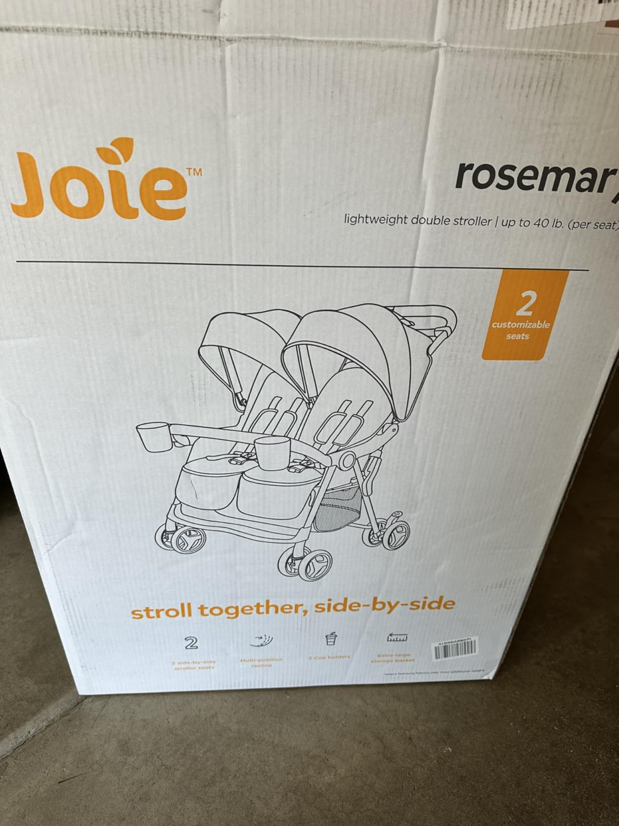 Joie Baby Rosemary Side-by-Side Double Stroller - Lightweight, Compact, Stroller for Twins or Siblings, 3 Cup Holders, UPF 50+ Canopy, Easy One-Hand Compact Fold customer photo 1