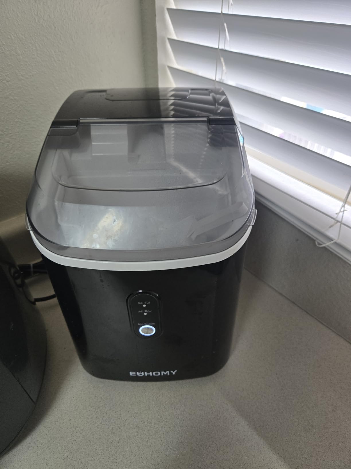 EUHOMY Nugget Ice Maker Countertop with Handle, 38lbs Daily Sonic Ice | Ice Ready in 6 Mins, Self-Cleaning, Removable Lid, Pebble Ice Maker with Basket & Scoop for Home/Party/RV/Camping, Black customer photo 1