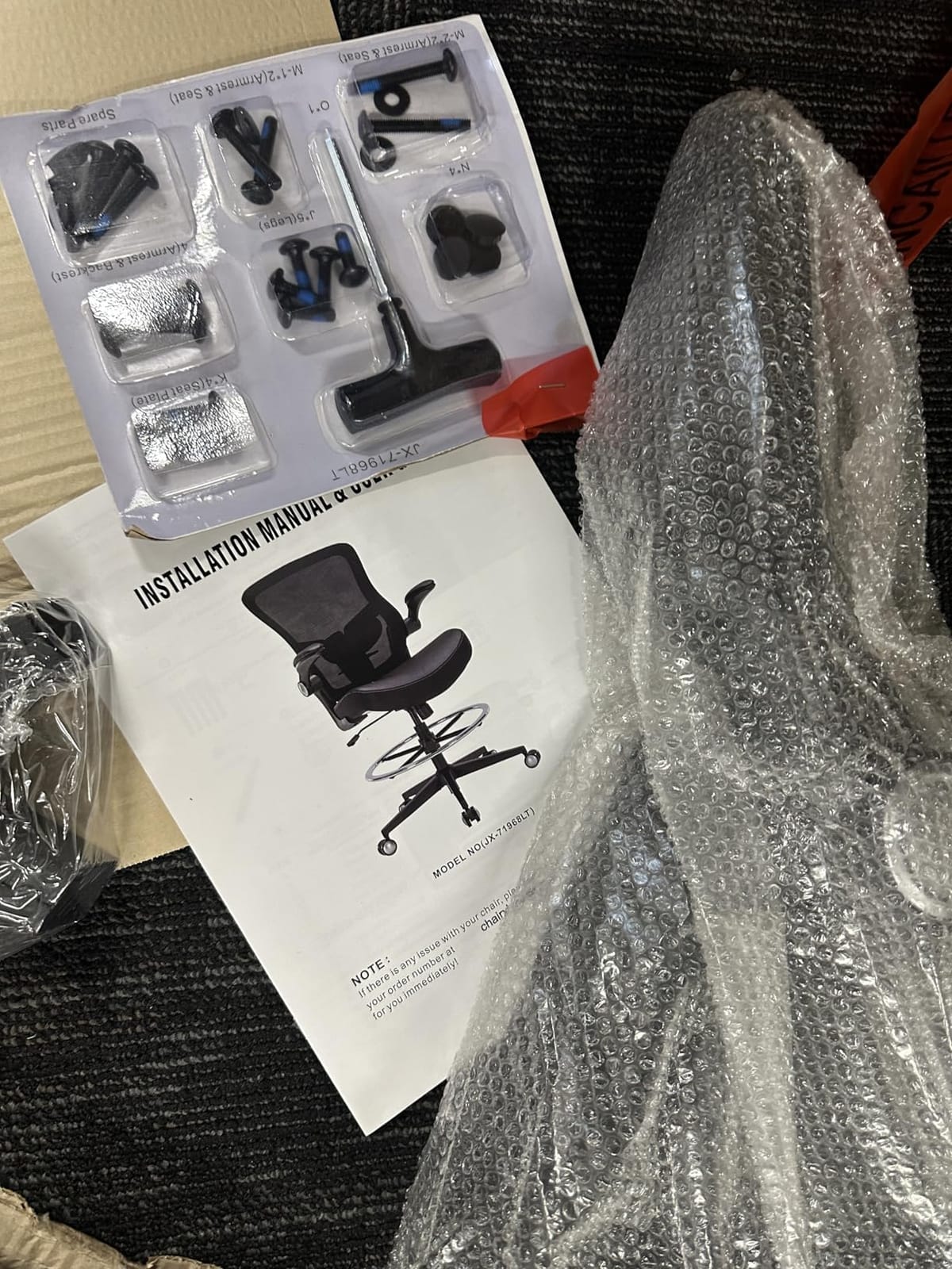 Drafting Chair 400lbs Heavy Duty Tall Office Chair Big and Tall Ergonomic Standing Desk Chair with Lumbar Support and Adjustable Footrest Ring, Comfy Mesh Wide Chair with Flip-up Armrests, Black customer photo 2