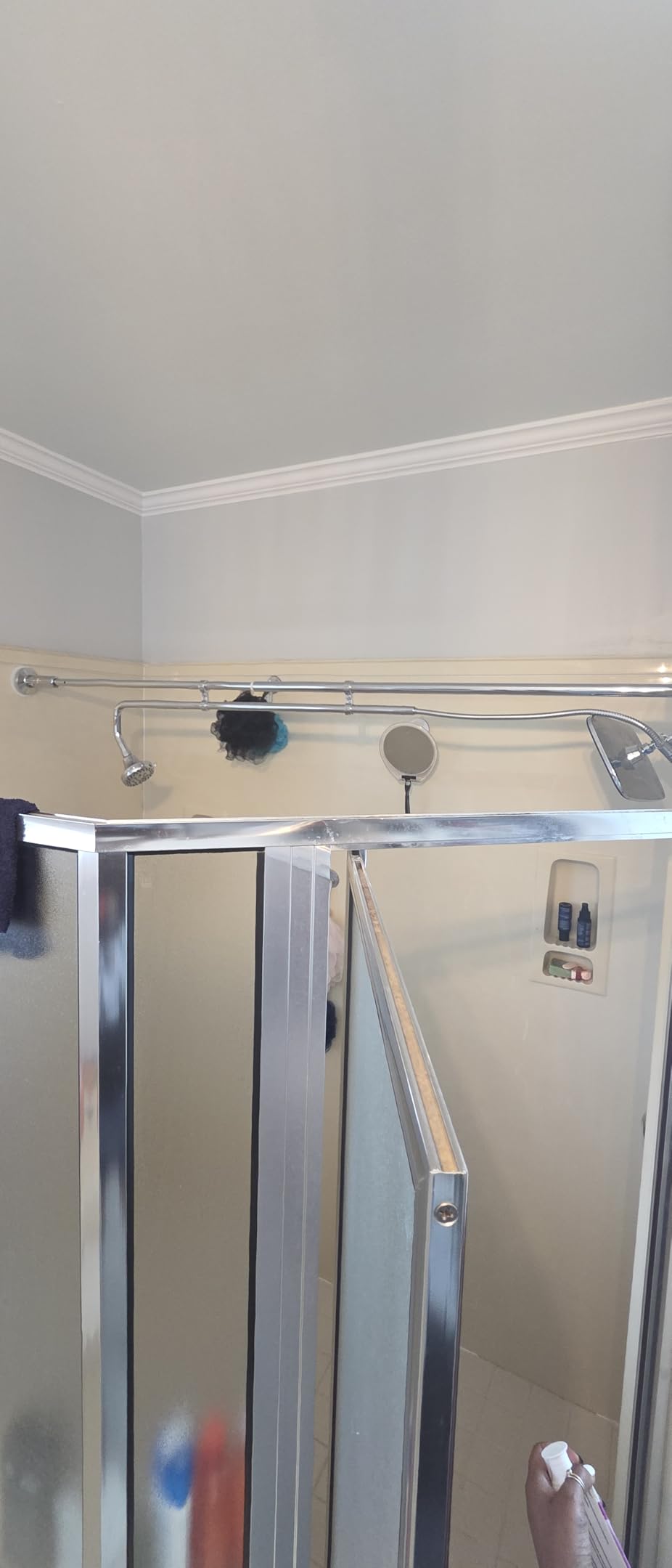 OURBAOFU Tandem Shower, Dual Shower Heads for Couples & Handheld head, Triple Shower Head System for Two People, High Pressure and Adjustable Double Shower Heads and Handheld Shower Head (Black) customer photo 1