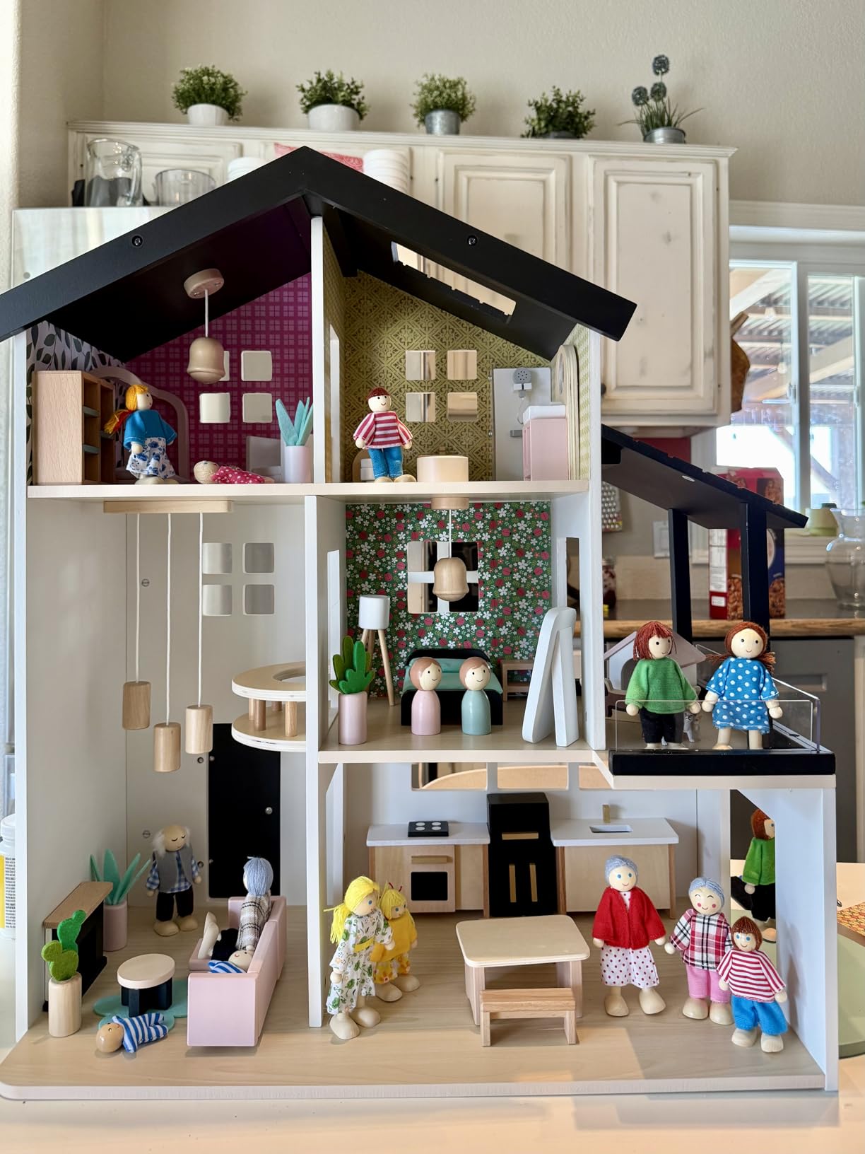 Best Choice Products Modern Wooden Dollhouse for Kids, 3-Story Doll House with 40 Furniture Accessories, Interactive Dollhouse Set with Dolls, Multi-Room Design for Girls & Boys - Black customer photo 2