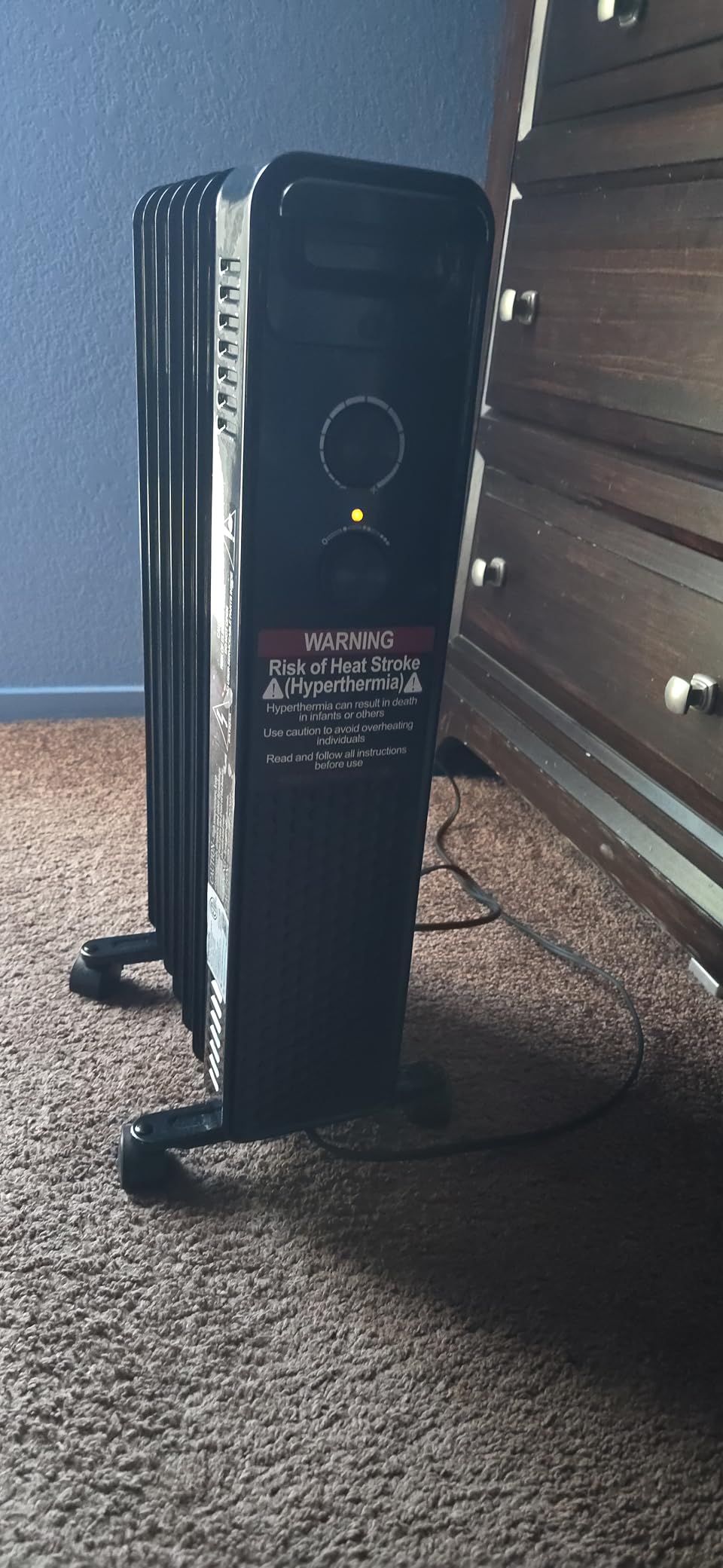 Portable Electric Radiator Heater, Space Oil Filled Heaters with 3 Heat Settings, Adjustable Thermostat, Overheat & Tip-Over Protection For Indoor Use, 1500W (Deep Black) customer photo 1