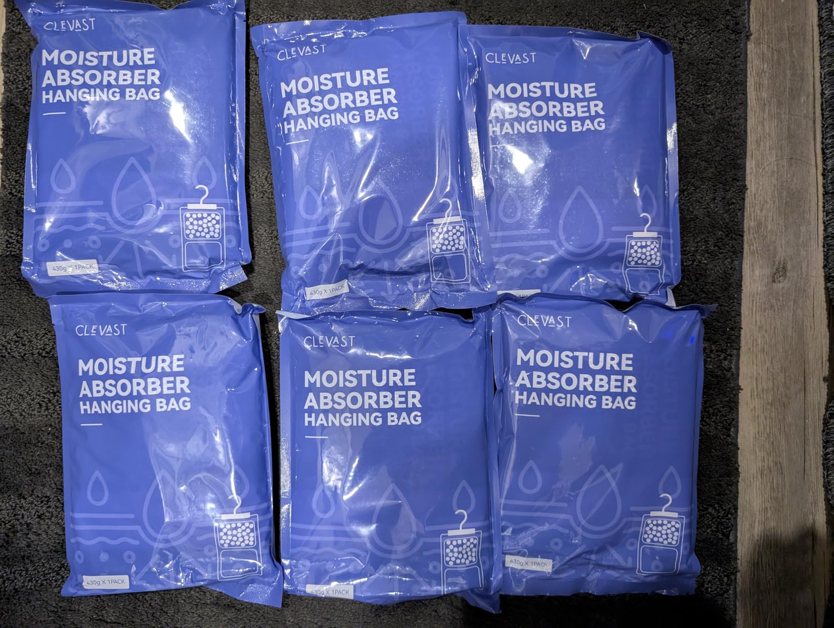 CLEVAST Moisture Absorbers Packets - 15.2 OZ, 6 Pack Large Dehumidifier Bags for Closet, Hanging Humidity Absorber in Wardrobes, Bedrooms, Bathrooms - Unscented customer photo 1