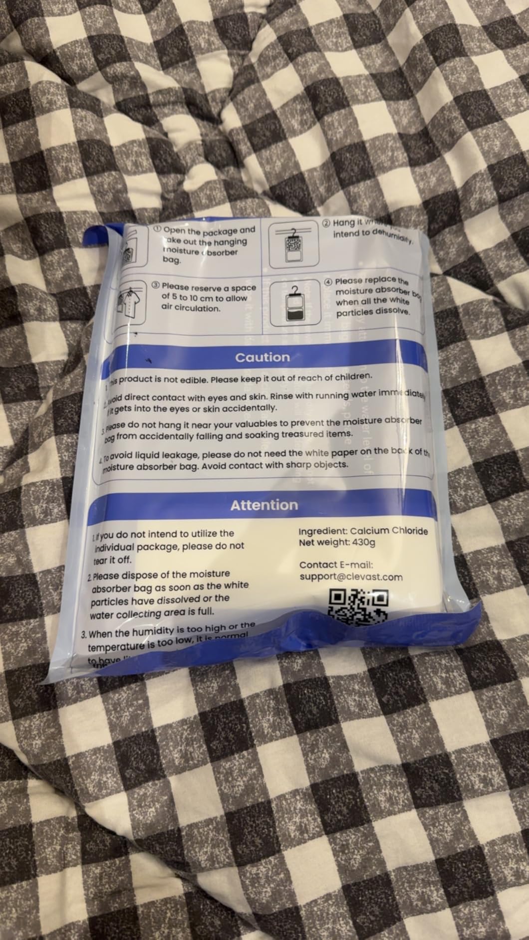 CLEVAST Moisture Absorbers Packets - 15.2 OZ, 6 Pack Large Dehumidifier Bags for Closet, Hanging Humidity Absorber in Wardrobes, Bedrooms, Bathrooms - Unscented customer photo 2
