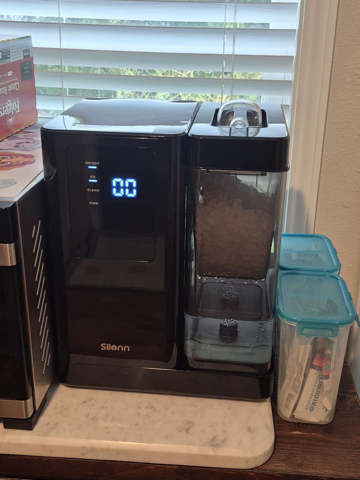 Silonn Nugget Ice Maker Countertop with 3L Detachable Tank, 44 lbs/Day Self-Cleaning with Timer, Chewable Nugget Ice Machine for Home Bar Party Office, Black customer photo 1