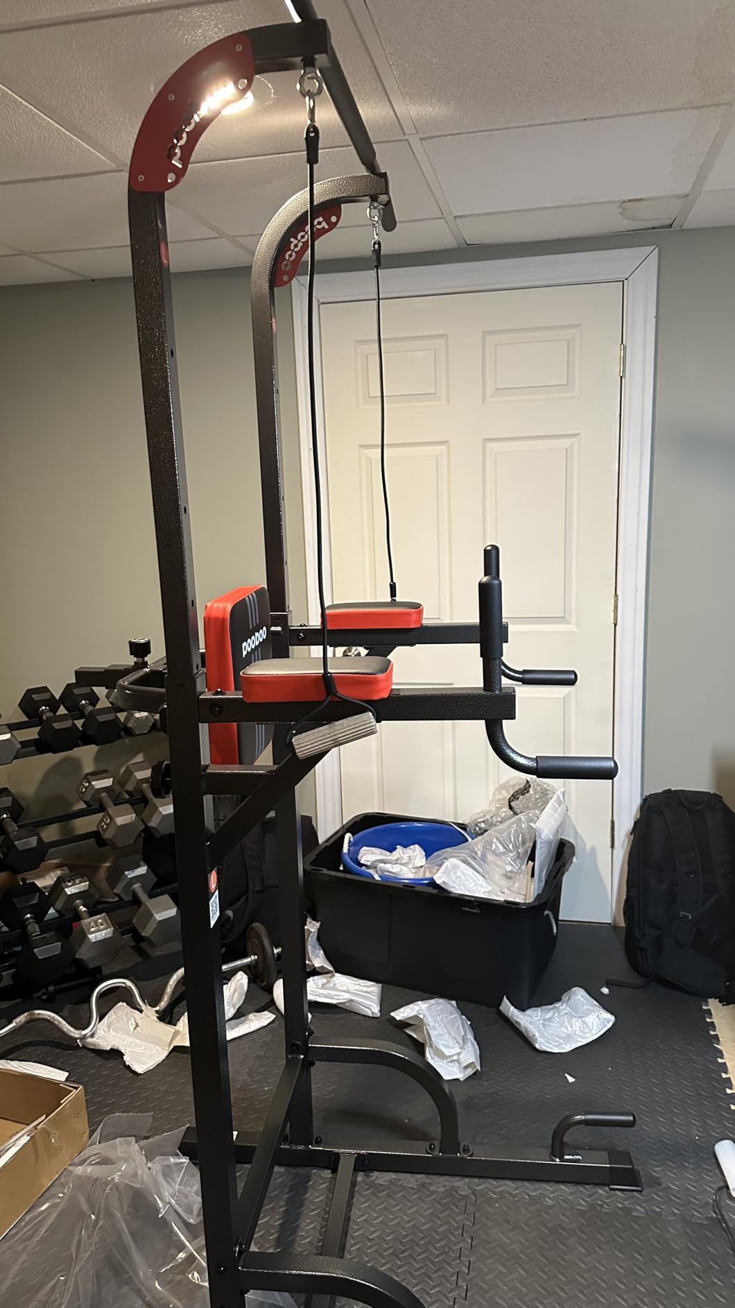Pull Up Bar Power Tower Dip Station, 450LB Adjustable Home Gym Equipment | 11-height adjustment supports pull ups, dips, knee raises, push ups and versatile full-body strength training customer photo 2