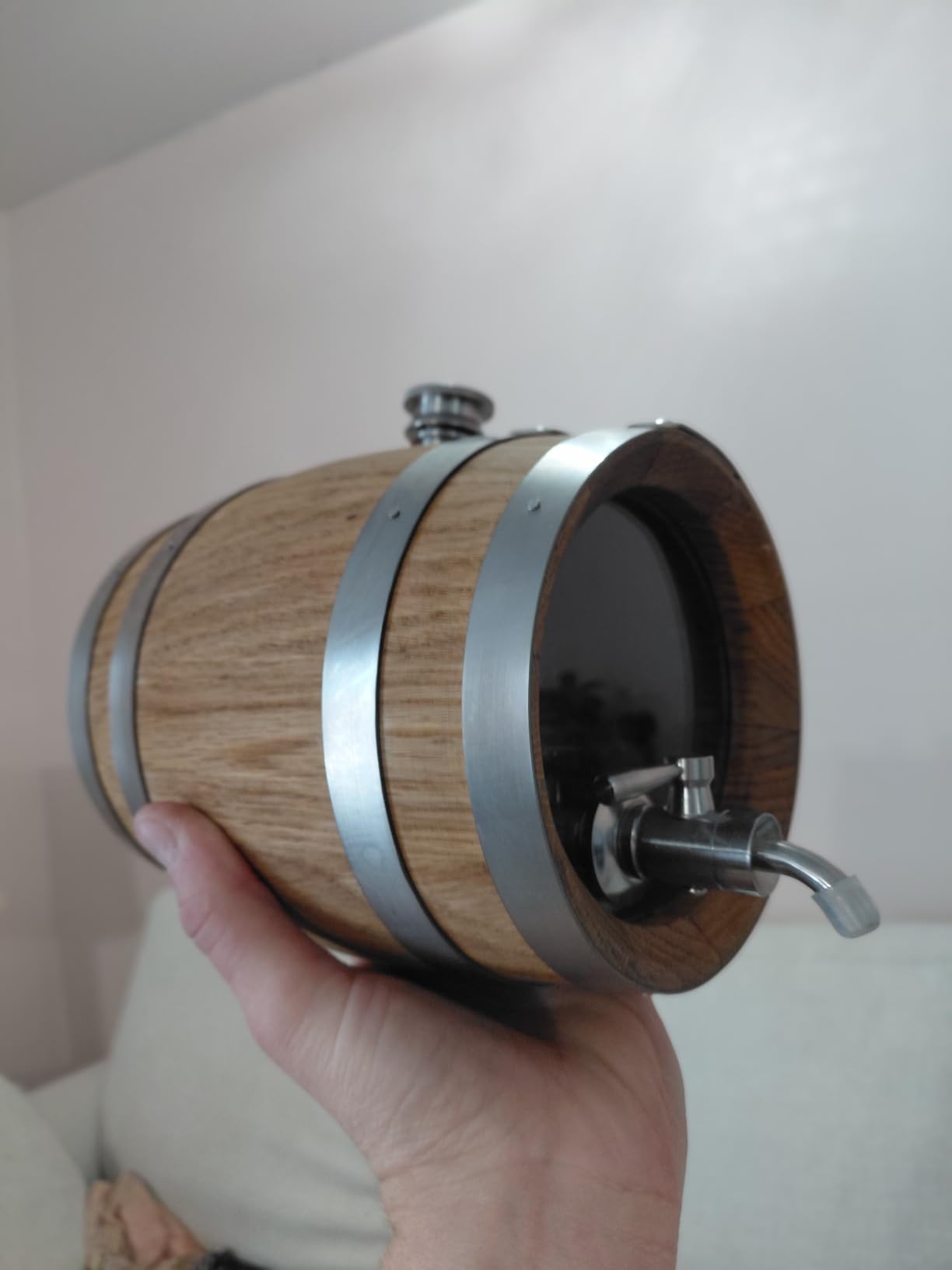 Visualized Oak Aging Barrel (1.5 Liter) | Mini Charred Oak Whiskey Barrels with Stand, For Personalized Age Cocktails, Bourbon, Whisky, Tequila, Rum, Mead Wine customer photo 1