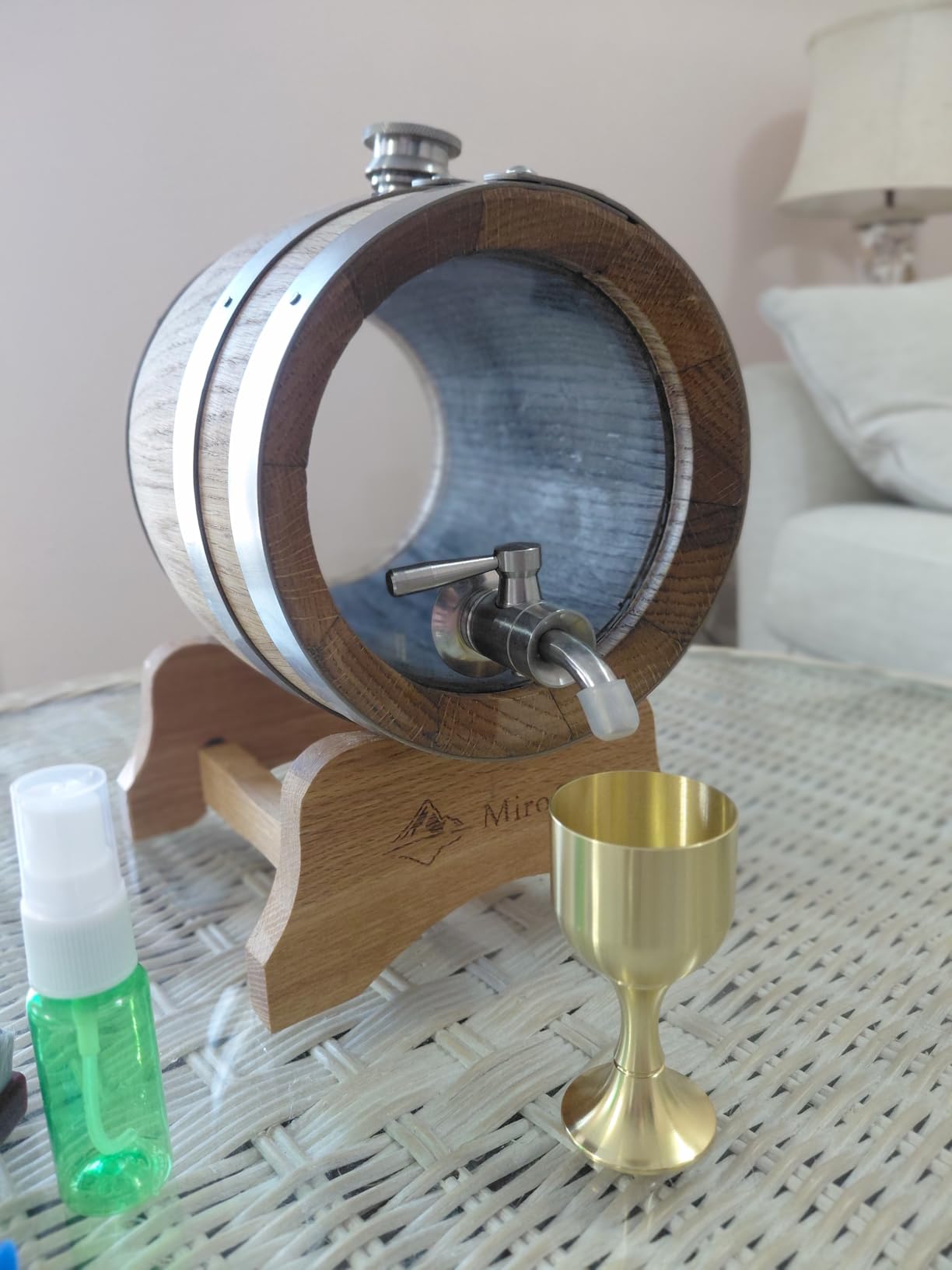 Visualized Oak Aging Barrel (1.5 Liter) | Mini Charred Oak Whiskey Barrels with Stand, For Personalized Age Cocktails, Bourbon, Whisky, Tequila, Rum, Mead Wine customer photo 2