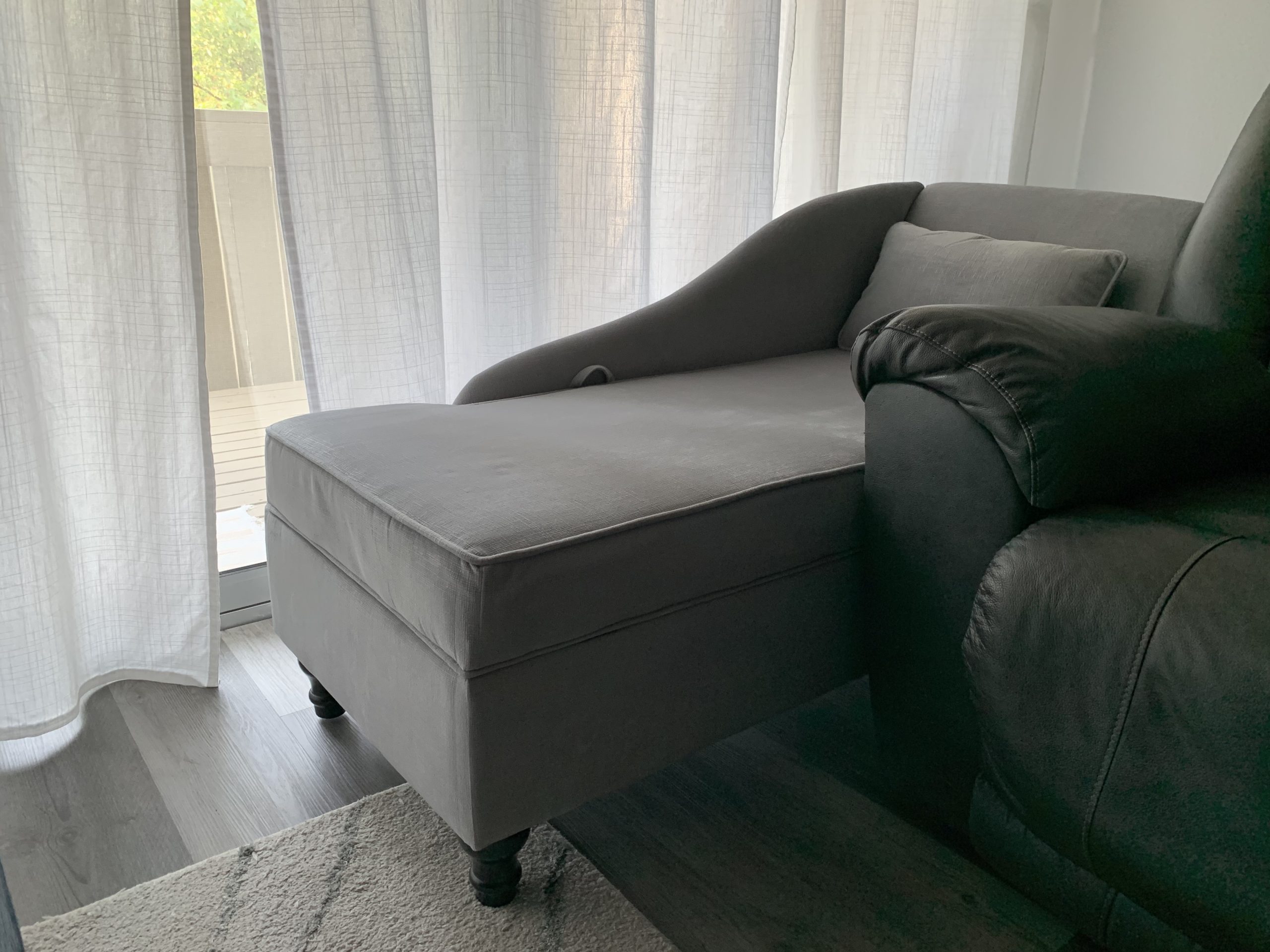 Storage Chaise Lounge Indoor, Upholstered Chaise Lounge Chair with Storage for Bedroom Living Room Office Blue Chenille Fabric (Left Armrest) customer photo 1