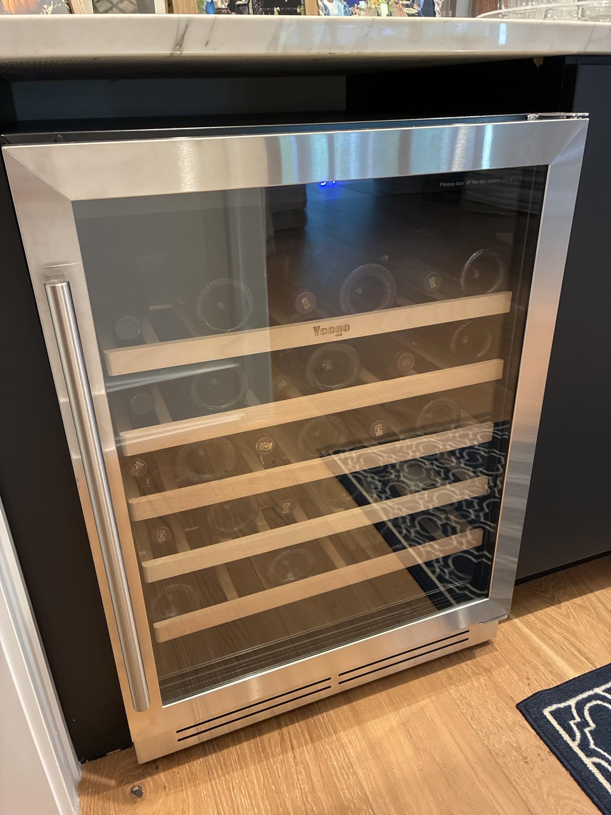Yeego 15 Inch Wine Fridge with 33 Bottle | Built-In or Freestanding Wine Cooler Refrigerator with Glass Door | 40-65°F, Adjustable Shelves for Home Bar Kitchen Office customer photo 1