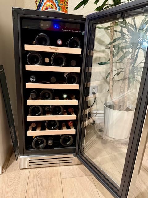 Yeego 15 Inch Wine Fridge with 33 Bottle | Built-In or Freestanding Wine Cooler Refrigerator with Glass Door | 40-65°F, Adjustable Shelves for Home Bar Kitchen Office customer photo 2