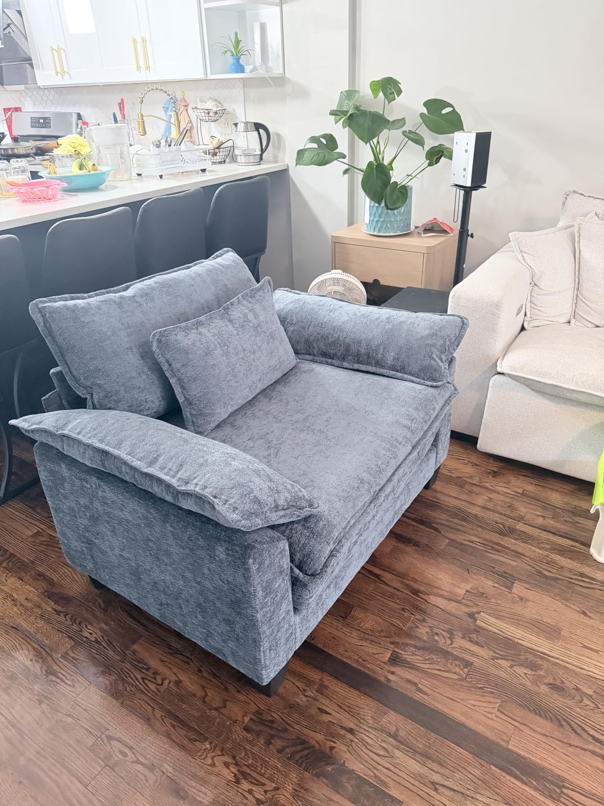 Oversized Accent Chair, Modern Chenille Cloud Sofa Chair with Deep Seat, Upholstered Armchair with Extra Thick, Comfy Accent Chair Reading Chair for Living Room Bedroom Apartment Lightgrey customer photo 2