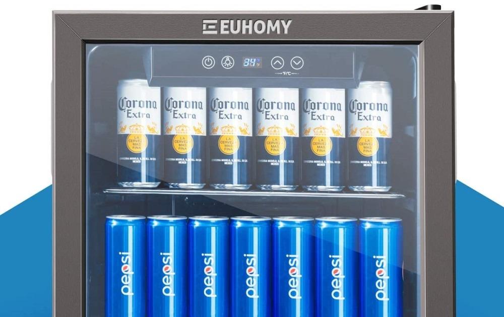 EUHOMY 130 Can Mini Fridge, Beverage Refrigerator with Glass Door, Black | 3.2 Cu.ft Capacity, 37°F to 61°F, Compressor Cooling, Digital Temperature Control, Removable Shelves, Home Bar Office Use customer photo 2