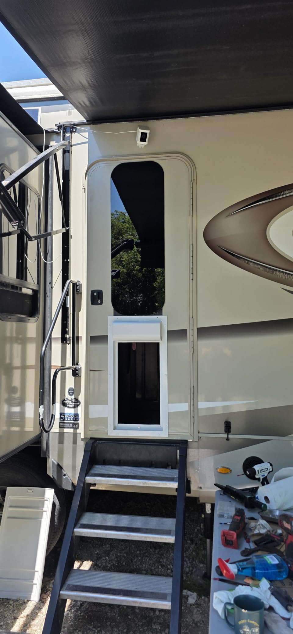 Power Pet Automatic ROLL UP Door by High Tech Pet Brand, Motorized Panel Rolls Up, Pet Collar Operated, Manual & WiFi App Control, Security Lockout Panel, 24/7 Exit & Entry Timers (Large, Door Mount) customer photo 2