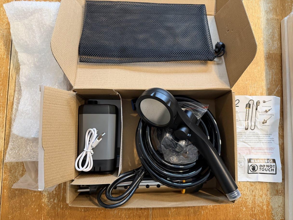 Portable Shower for Camping with Immersion Water Heater, 6000mAh Rechargeable Camping Shower Pump with Intelligent LED Display, Outdoor Camp Shower Pump for Hiking, Traveling, Car Washing, Pet Bath customer photo 2