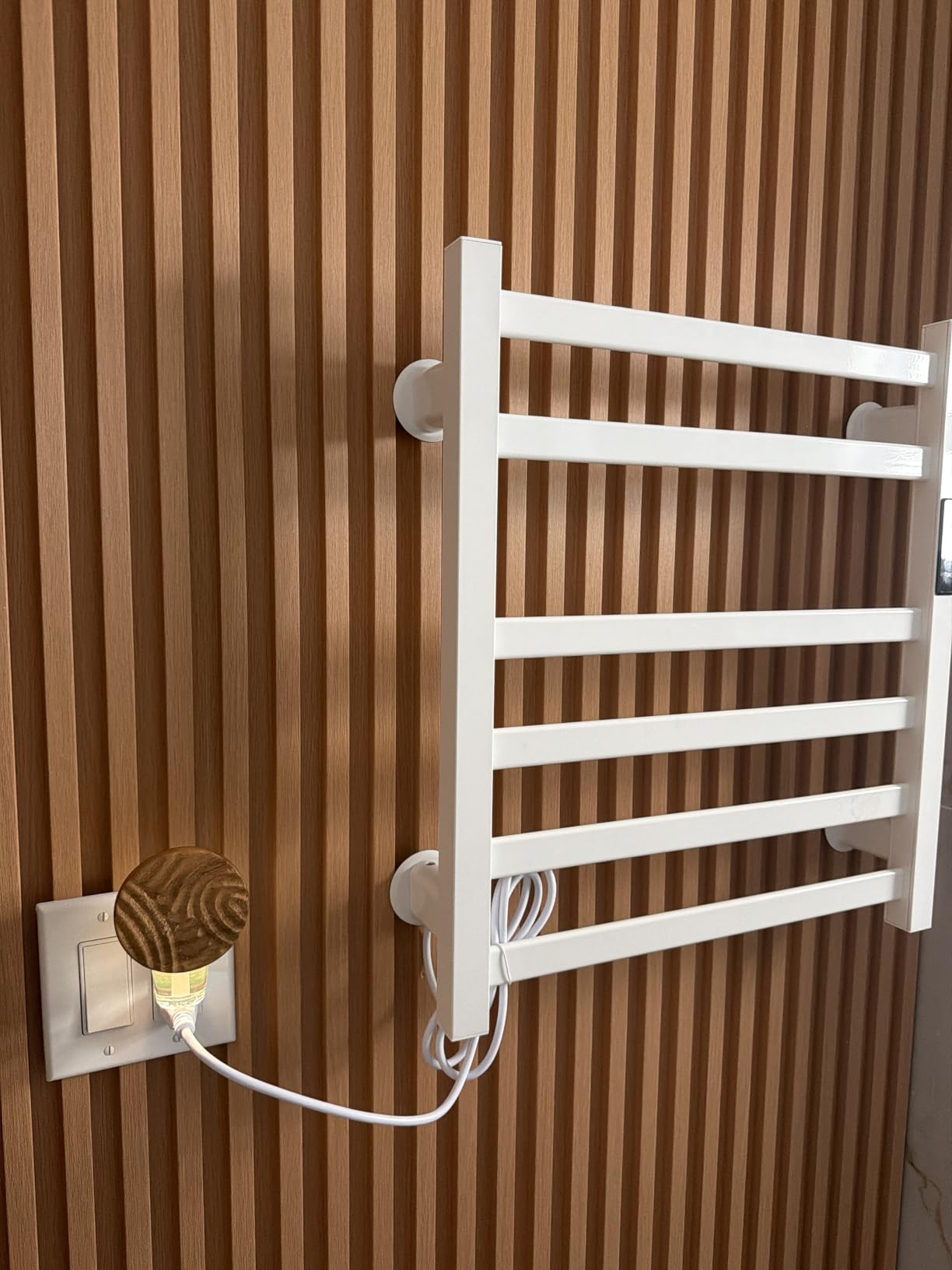 Electric Towel Warmer Wall Mounted, 6 Bar Heated Towel Rack with Intelligent Timer & Temp Control, Plug-in/Hardwire, Left and Right Compatible customer photo 1