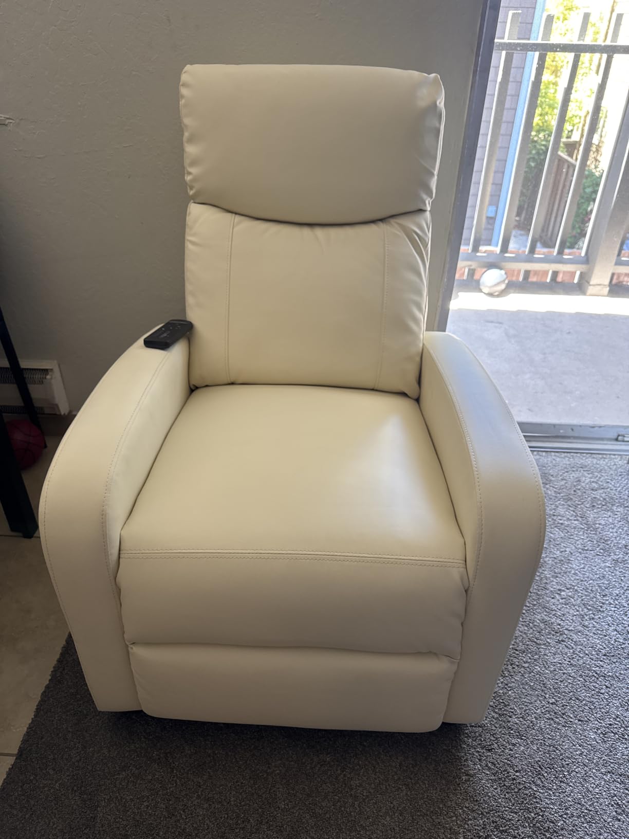 Sweetcrispy Massage Recliner Chair for Adults, Adjustable Home Theater Seating with Lumbar Support for Living Room, Modern Fabric Reclining for Small Space, Beige customer photo 1