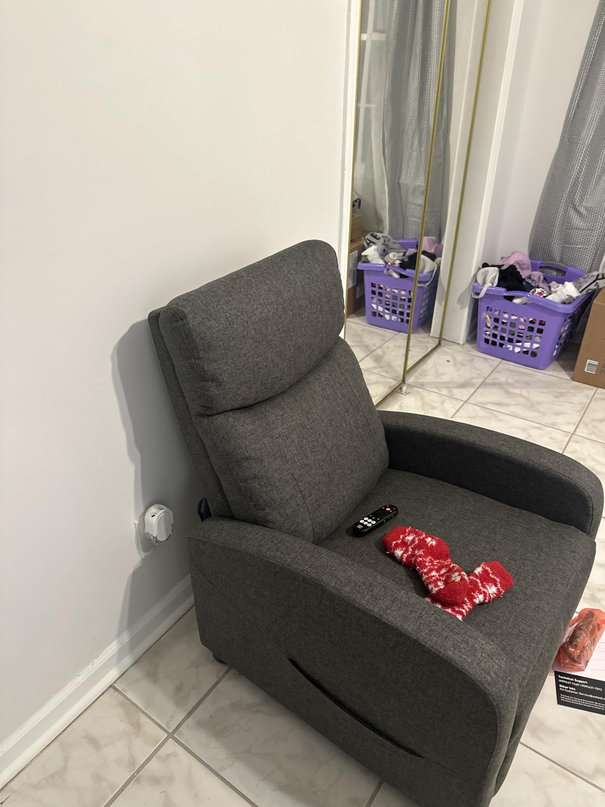 Sweetcrispy Massage Recliner Chair for Adults, Adjustable Home Theater Seating with Lumbar Support for Living Room, Modern Fabric Reclining for Small Space, Grey customer photo 2