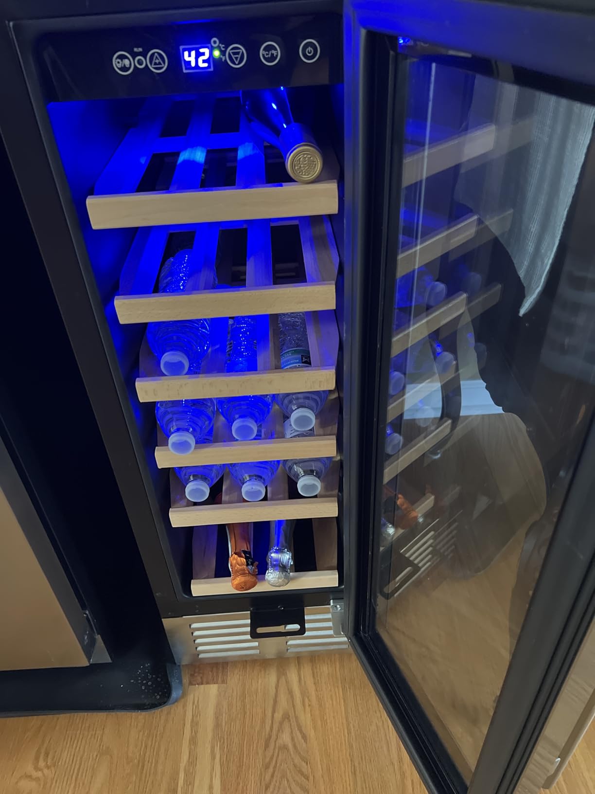 EUHOMY 15 Inch Wine Fridge, 33 Bottle Dual Zone Wine Cooler Refrigerator | Compressor Cooling, Built-in or Freestanding, Glass Door, Removable Shelves, LED Light, Digital Temperature Control, Home Bar customer photo 2