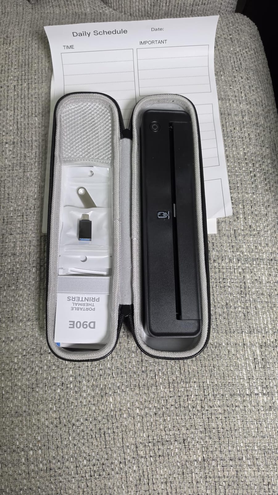 D90E Inkless Portable Thermal Printer with Case - 8.5