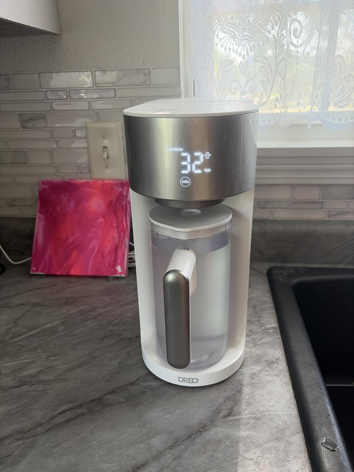 DREO Reverse Osmosis Water Filter Countertop, RO Filtration System, 3:1 Pure to Drain, TDS & Filter Life & Autofill Pitcher, Installation-Free, Self-Cleaning Water Purifier customer photo 1