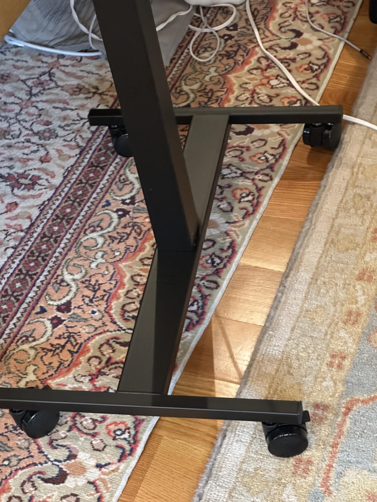 Marsail Mobile Standing Desk, Wider Height Adjustable Computer Desk, Rolling Sit Stand Desk with 4 Lockable Wheels, Ergonomic Desk for Home Office and Classroom, Natural customer photo 1