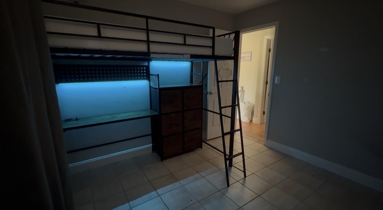 Decofy White Twin Loft Bed with Desk and 6 Storage Drawers, Metal Twin Size Loft Beds with Charging Station, RGB LED Lights, and Pegboard & Hanging Rod for Kids, Teenager (White) customer photo 2