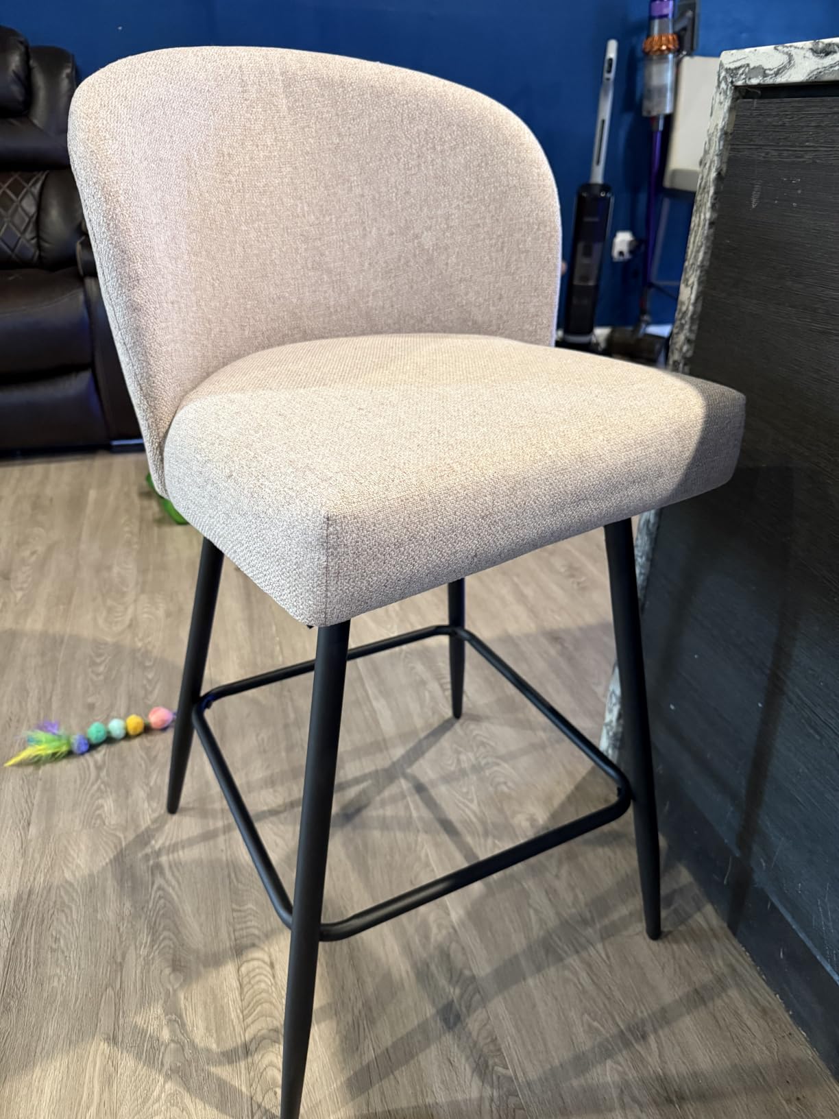 Counter Height Bar Stools Set of 2, 360° Swivel Upholstered Barstools with Backs and Metal Legs, 26
