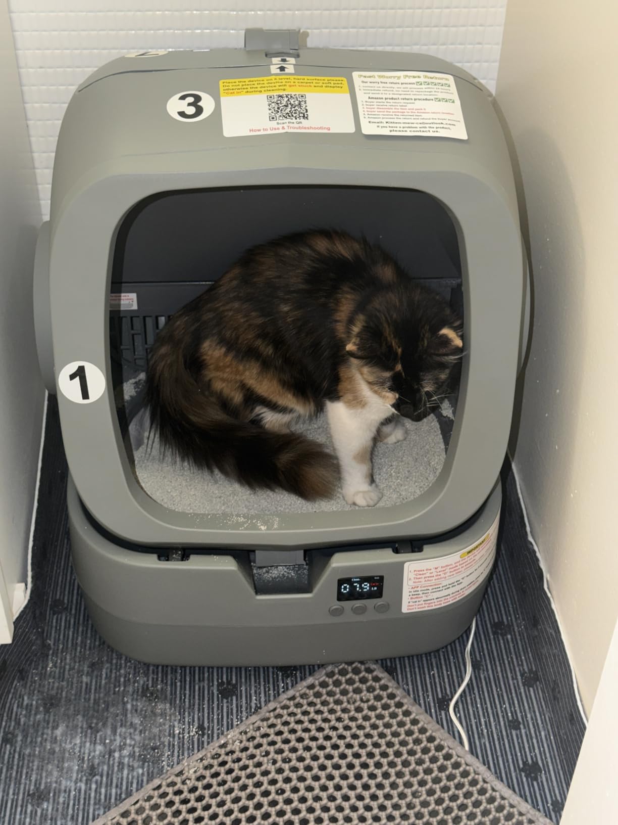 UPFAS Automatic Cat Litter Box Self Cleaning - APP Control - Weight Monitoring - Ultra-Quiet, Medium Cats and Kittens Litter Box, Safe Anti-Pinch - Grey customer photo 1