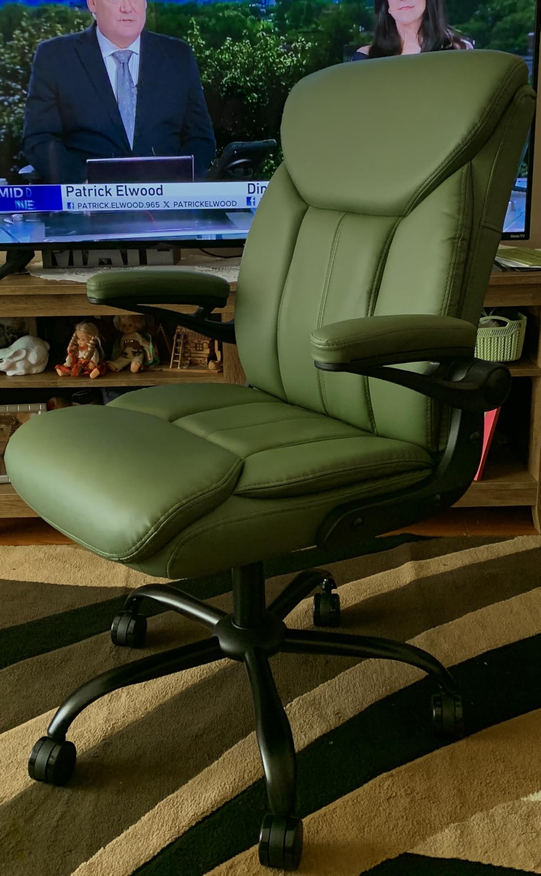 Leather Executive Office Chair - Black Ergonomic Computer Desk Chair | Flip-up Arms, PU Leather, Mid Back Support, Adjustable Height, Swivel Rolling Wheels for Short People Study Work for Small Space customer photo 2
