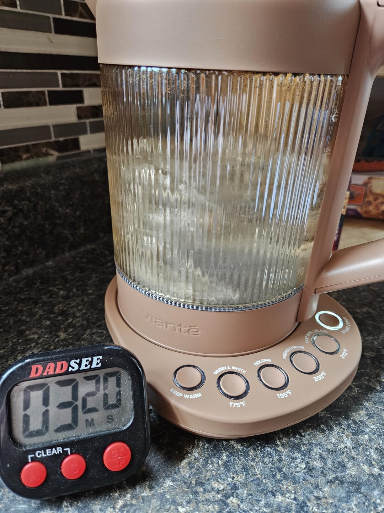 Viante Nina Electric Tea Kettle with Infuser, No Plastic In Contact With Water, 1.5L Borosilicate Glass, 304 Stainless Steel, 4 Temp Presets, Keep Warm, Cordless, Auto Shut-Off, Beige customer photo 2