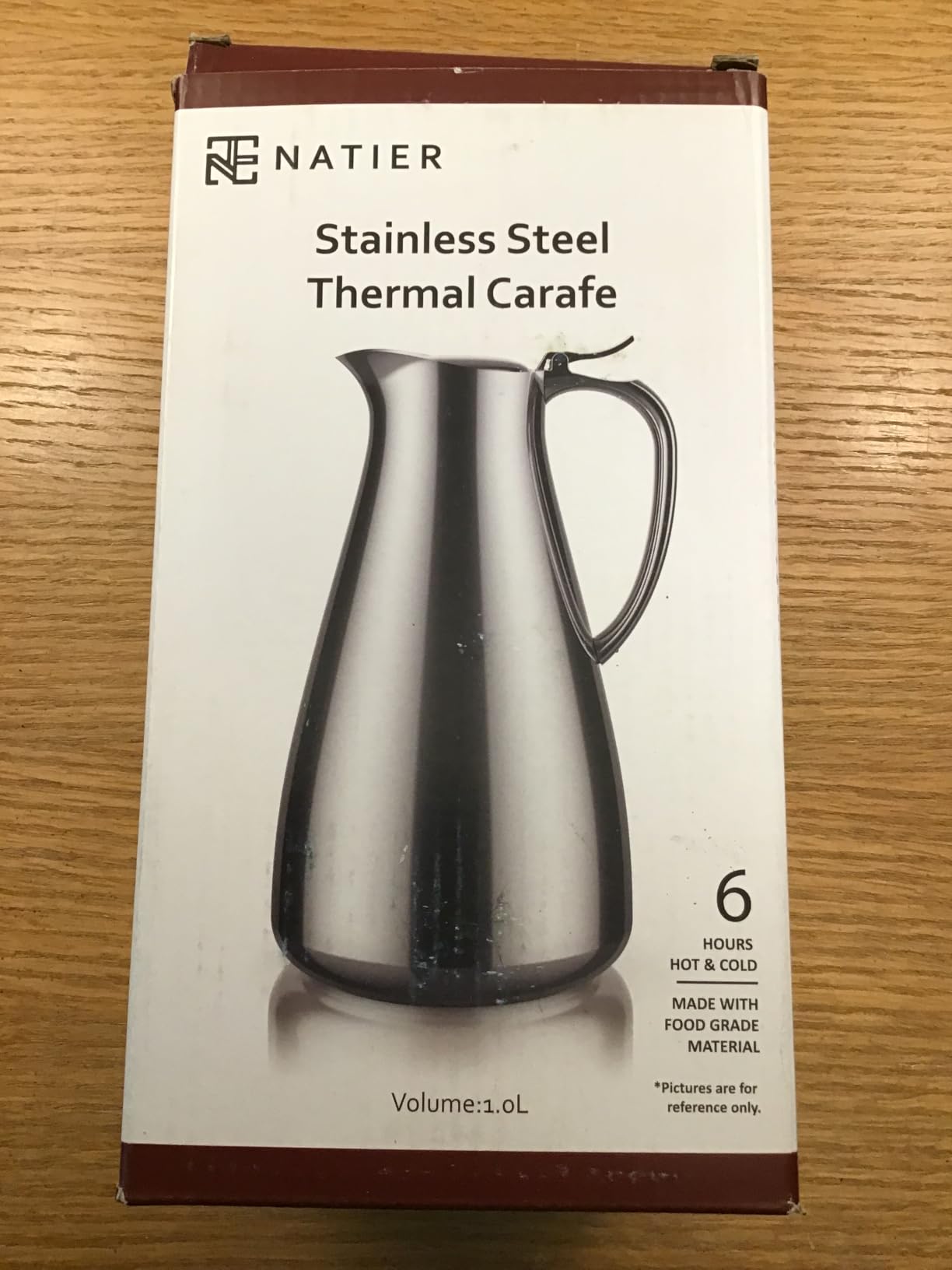 Premium Stainless Steel Thermal Pitcher with Gravity Lid, 1L | Elegant Insulated Thermal Carafe for Tabletop Coffee & Tea Serving customer photo 1