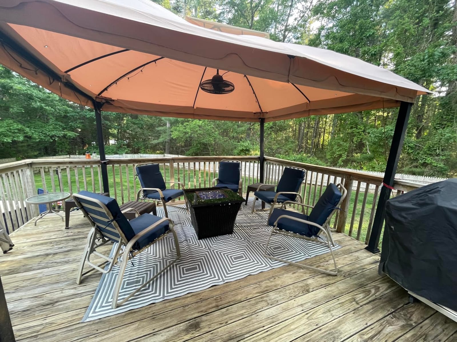 Arden Outdoor Dining Chair Cushion, 4-Pack, 20x44, Sapphire Blue customer photo 2