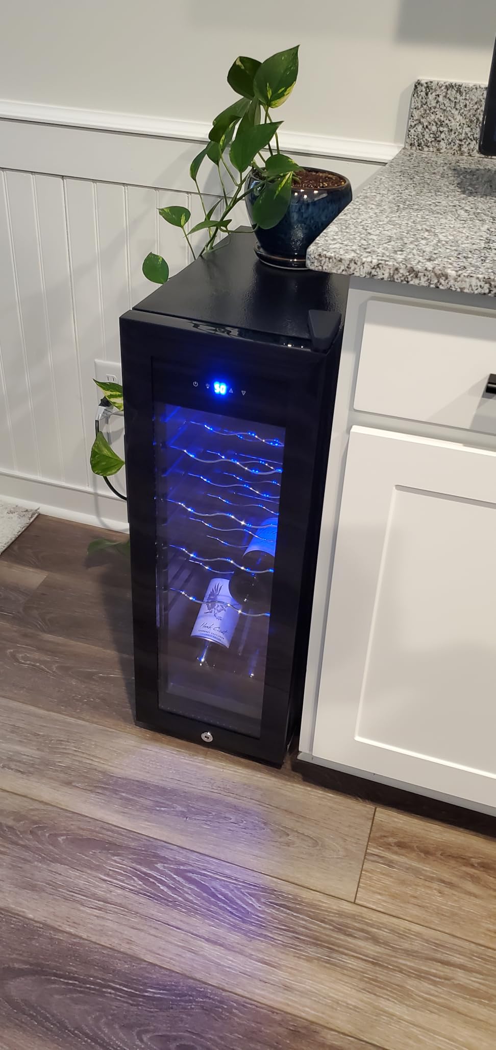 Feelfunn 18 Bottle Wine Cooler Refrigerator, Freestanding Wine Fridge, Black | 41-64°F Digital temp control, Glass Door, Quiet Operation, Small Wine Cooler for red, white and champagne in Home Bar, Office customer photo 1