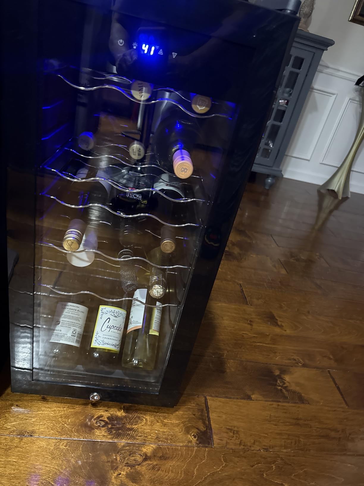 Feelfunn 18 Bottle Wine Cooler Refrigerator, Freestanding Wine Fridge, Black | 41-64°F Digital temp control, Glass Door, Quiet Operation, Small Wine Cooler for red, white and champagne in Home Bar, Office customer photo 2