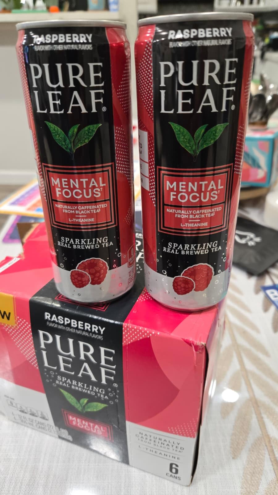Pure Leaf Mental Focus Sparkling Real Brewed Iced Tea, Raspberry, 12 fl oz Cans (6 Pack), Caffeine, L Theanine, Zero Sugar, Zero Calories customer photo 1