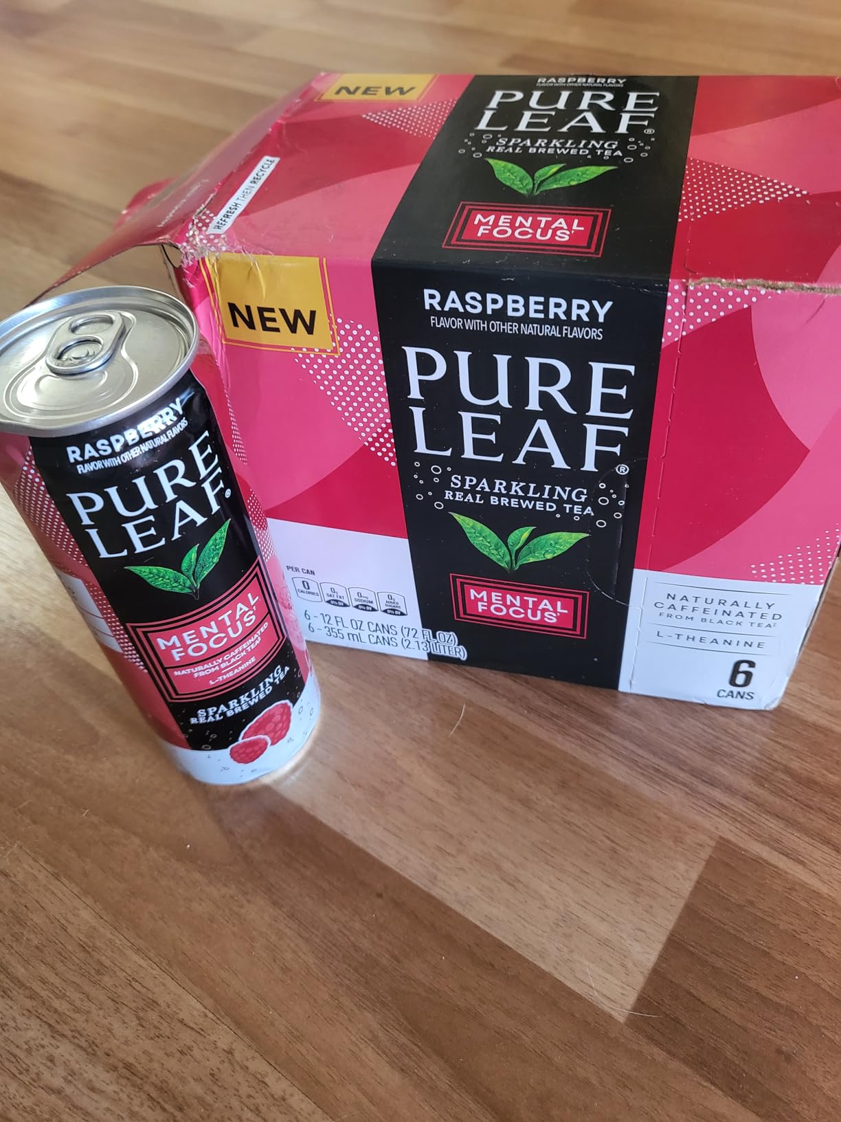 Pure Leaf Mental Focus Sparkling Real Brewed Iced Tea, Raspberry, 12 fl oz Cans (6 Pack), Caffeine, L Theanine, Zero Sugar, Zero Calories customer photo 2