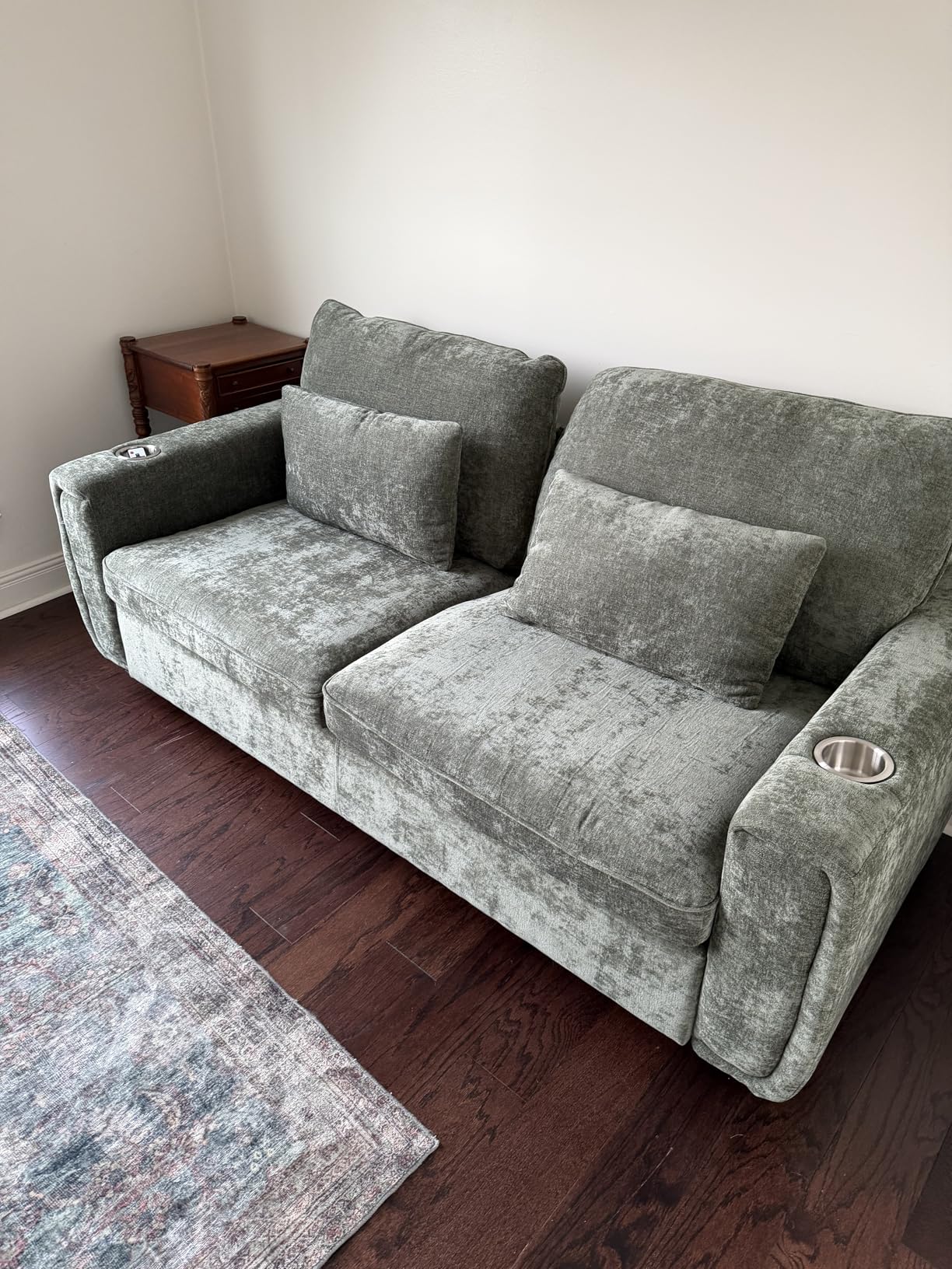 Pull Out Sofa Bed, No Cushion Removal, Queen Sleeper Sofa with USB Fast Charging, Memory Form Mattress, 2-in-1 Convertible Comfy Loveseat Couch Bed for RV, Apartment, and Small Spaces (Dark Grey) customer photo 1
