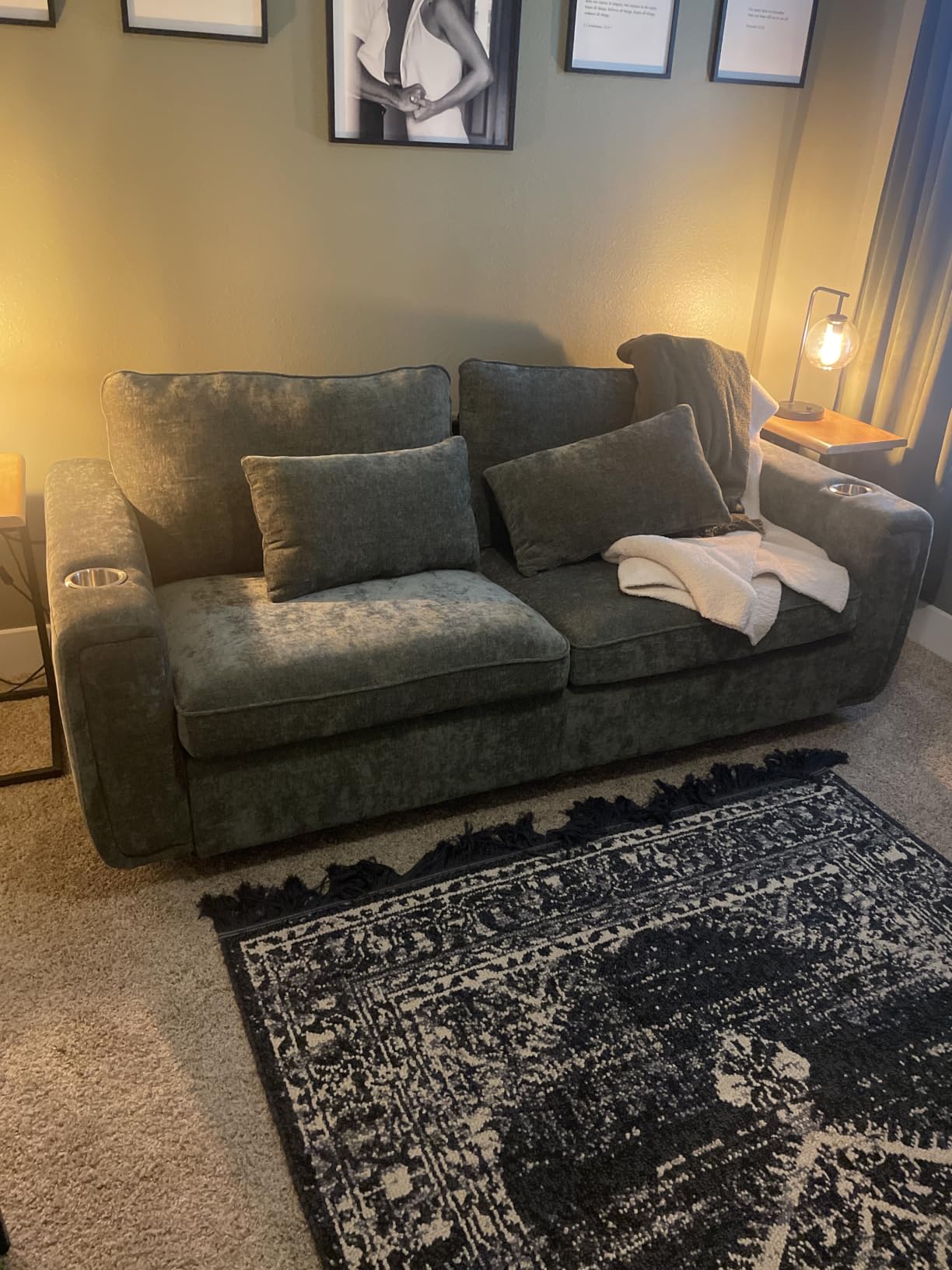 Pull Out Sofa Bed, No Cushion Removal, Queen Sleeper Sofa with USB Fast Charging, Memory Form Mattress, 2-in-1 Convertible Comfy Loveseat Couch Bed for RV, Apartment, and Small Spaces (Dark Grey) customer photo 2