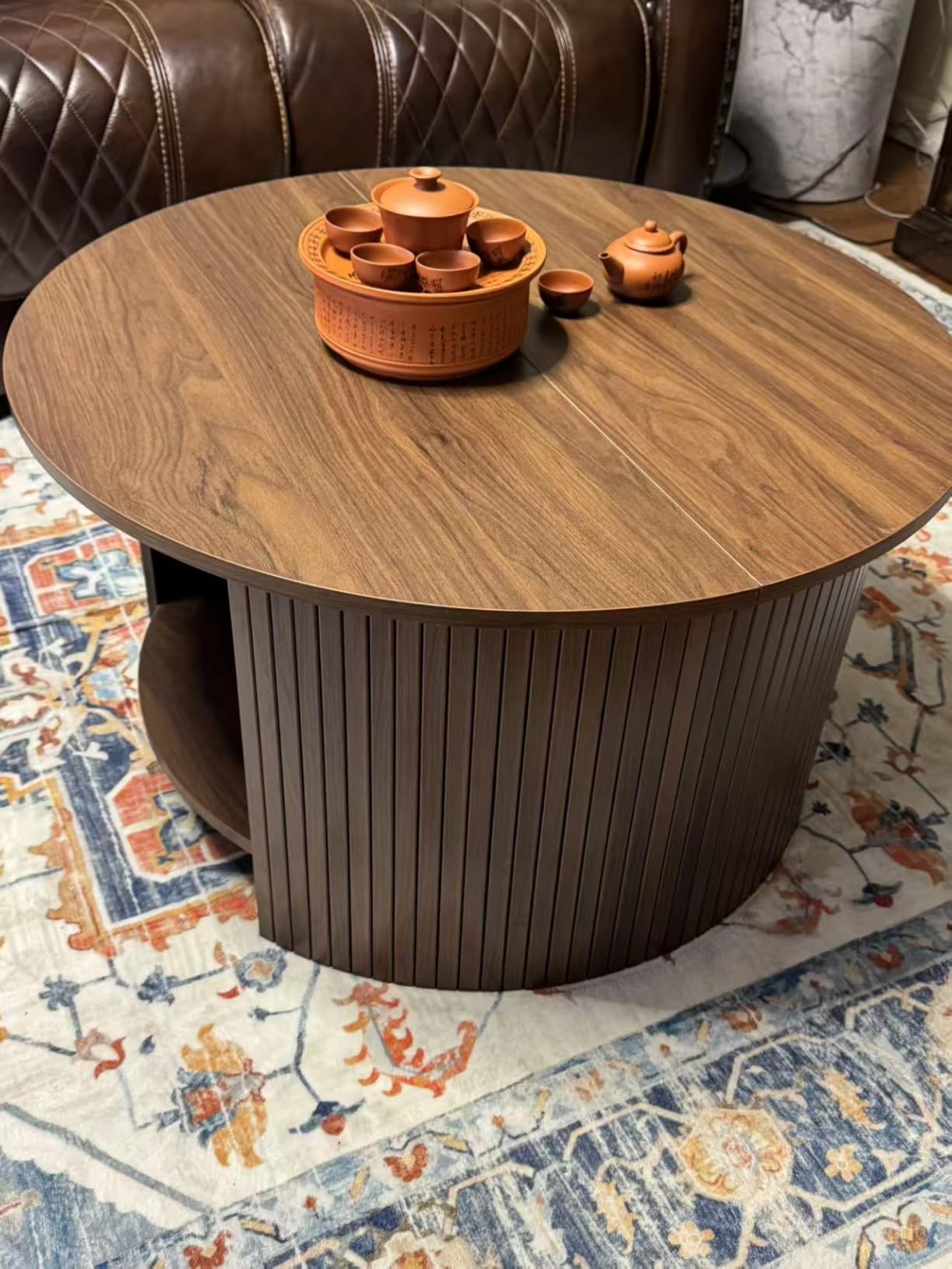 Round Coffee Table with Storage, 31.5