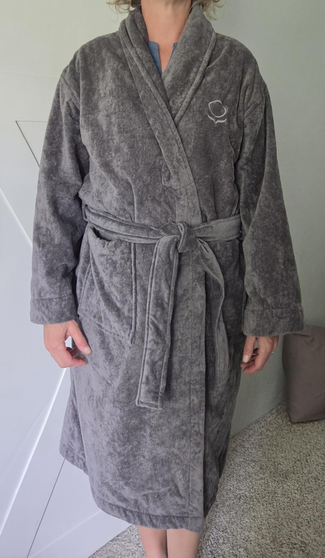 Naturepedic Premium Velour Bathrobe for Women - Absorbent and Thick Terry Cloth Interior customer photo 1