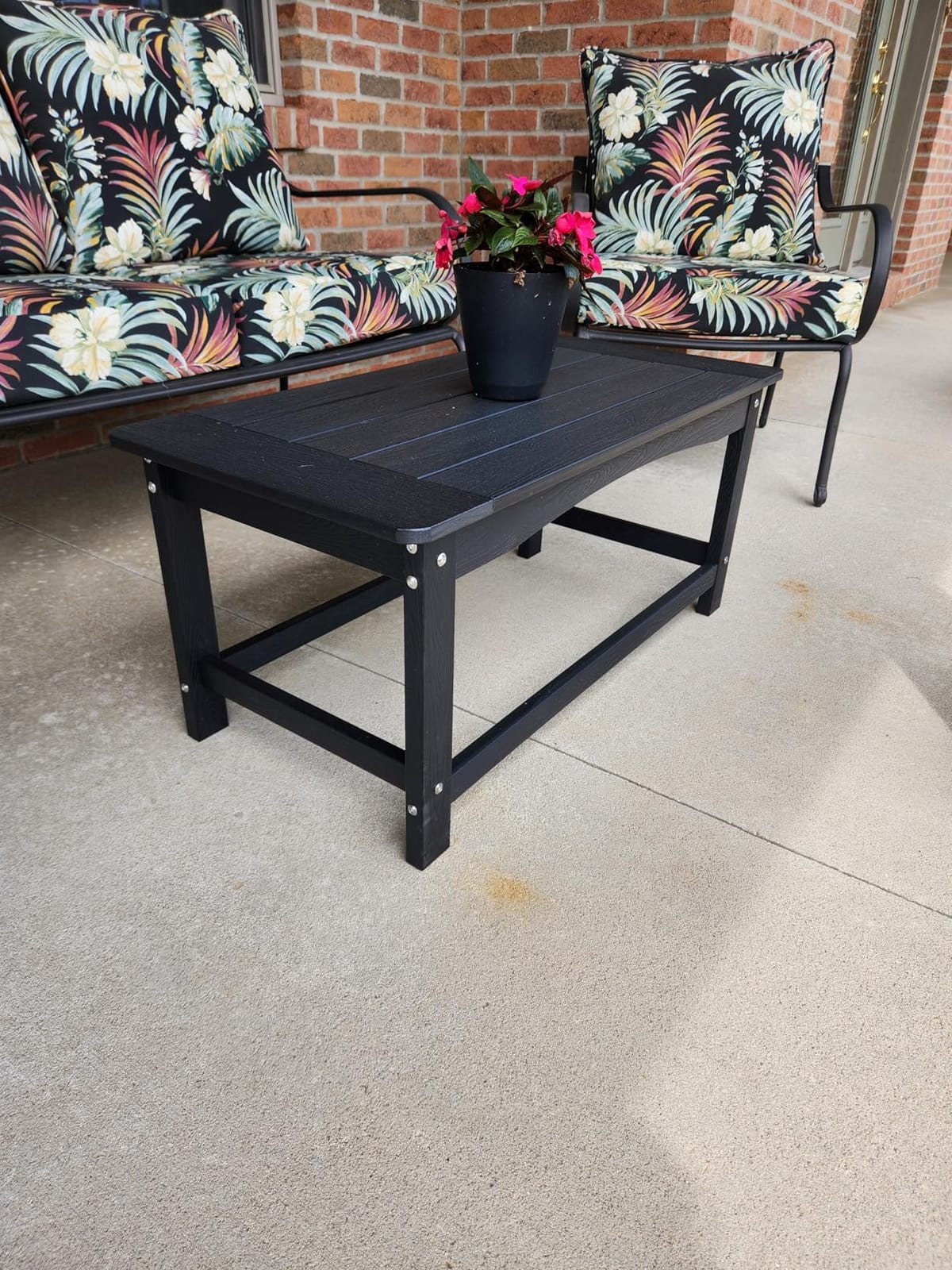 Teak Outdoor Coffee Table for Patio, Rectangle Poly Lumber | 35.4