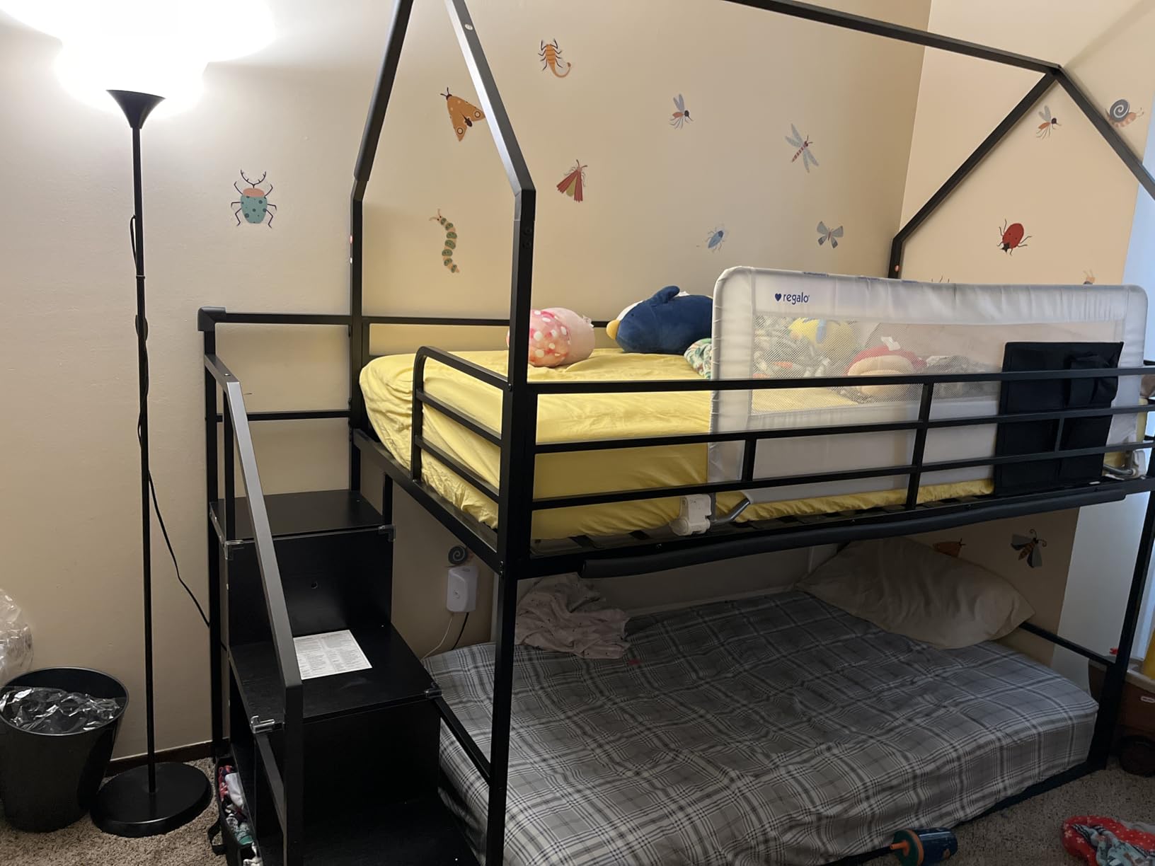 Jocoevol Metal Bunk Bed Twin Over Twin with Storage Staircase, Clothes Rack, LED Twin Bunk Beds for Kids with 2 Storage Drawers, Full-Length Guardrail, No Box Spring Needed, Easy Assembly, Black customer photo 1