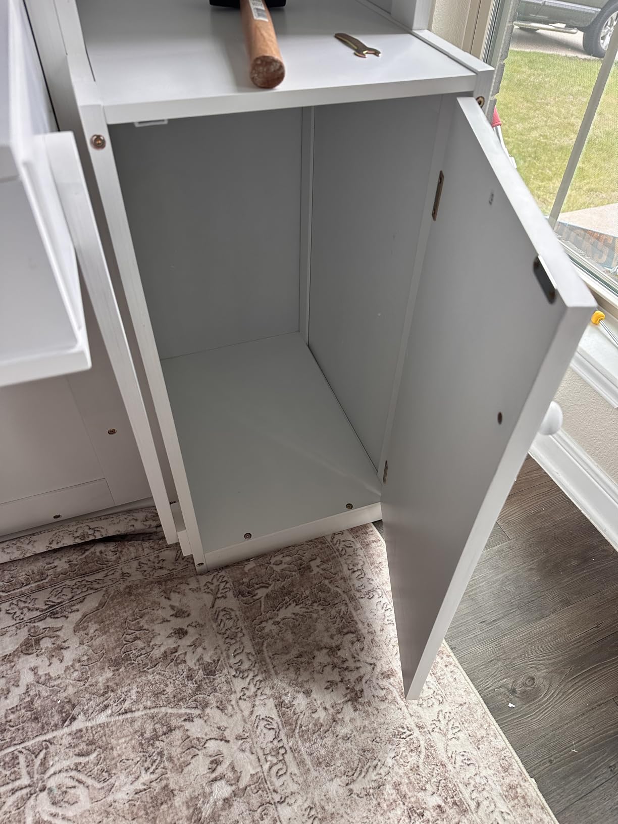 PVWIIK Queen Size Murphy Bed with Desk & Cabinet, White | Murphy Bed with Desk & Storage Cabinet, Shelf, Wall Bed Frame Folding into Cabinet Design customer photo 2